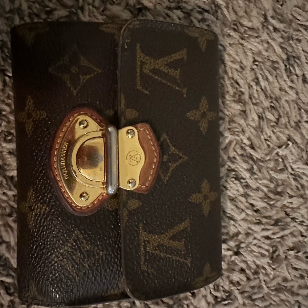 Louis Vuitton Monogram Lock-Front Wallet in Brown and Gold